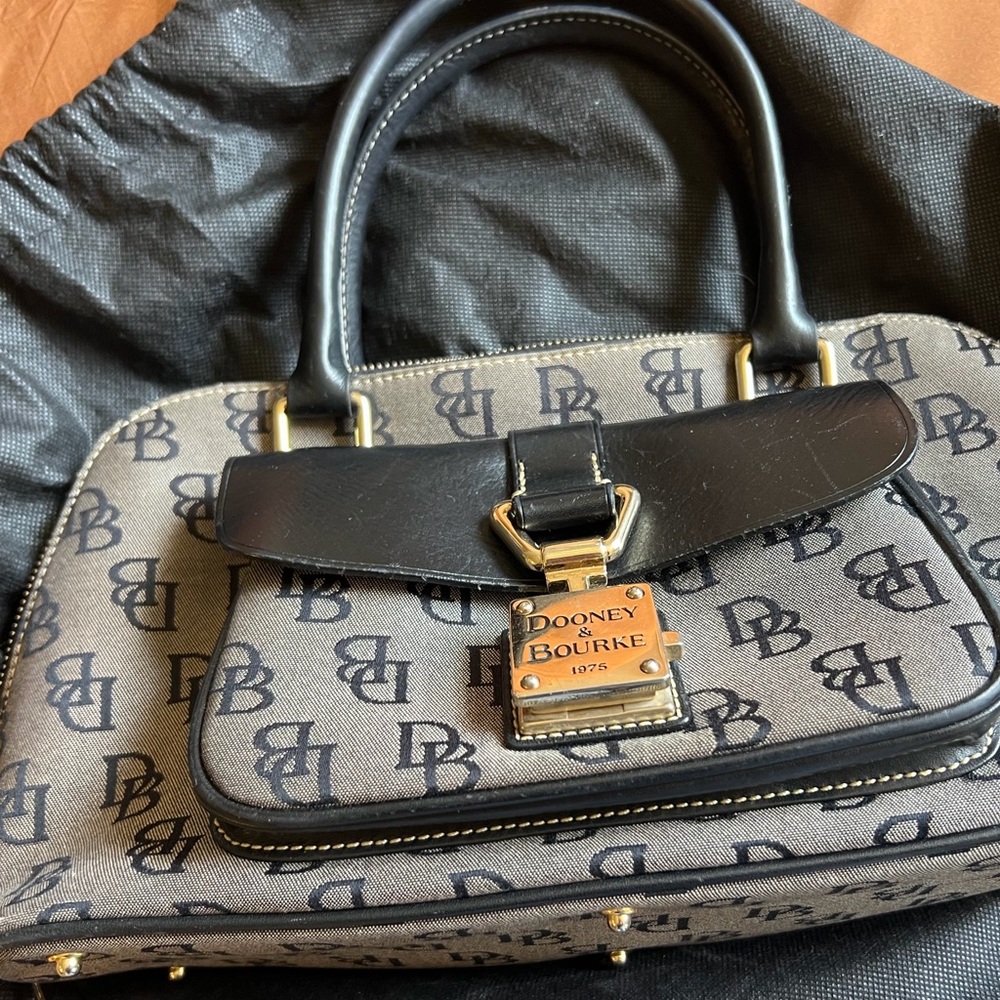 Dooney & Bourke Black and Gray Logo Satchel